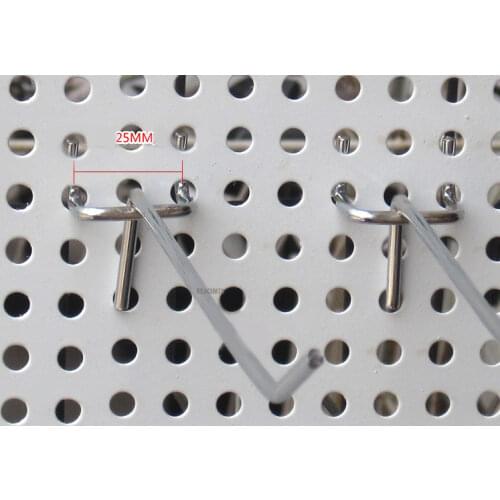15PCS/Lot 100mm Length Metal Chrome-plated Pegboard Hooks Shop Shelf Hanger 25mm Hole Pitch Display Hooks for Store Supermarket
