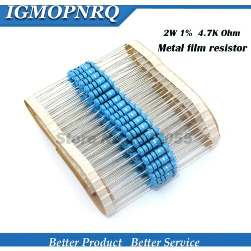 20pcs High quality 2W Metal film resistor resistance 1% 2W-4.7K 4.7 Kohm free shipping