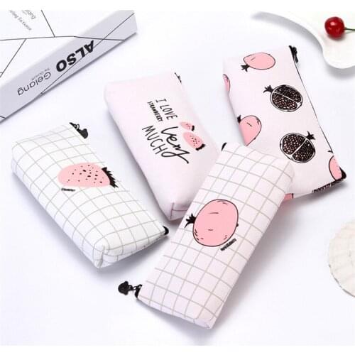 Cute Korean Fruits PU Pen Bags Storage Pencil Bags For Girl Kids Student Gift Kawaii Pencil Case Office School Supply Stationery