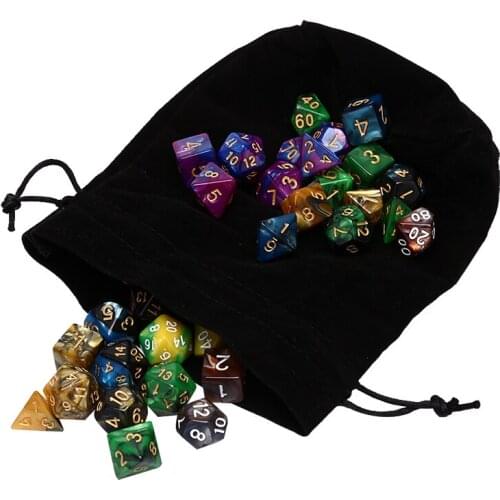 49pcs Polyhedral Dice DnD Dice Double Colors Dice with Black Drawstring Bag