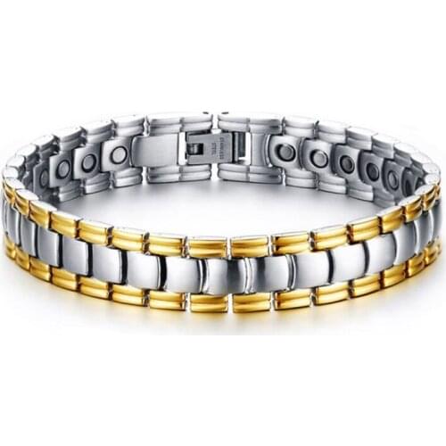 Fashion Gold & Silver Color Stainless Steel Bracelet Magnet Bracelet for Men Jewelry Accessories Gift