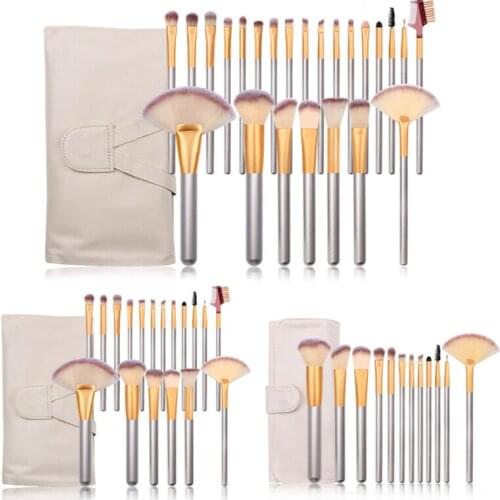 12/18/24/Piece of Beige Champagne Gold Makeup Brush Set Eye Brush Beauty Makeup Tool Storage Bag Can Be Purchased Wholesale