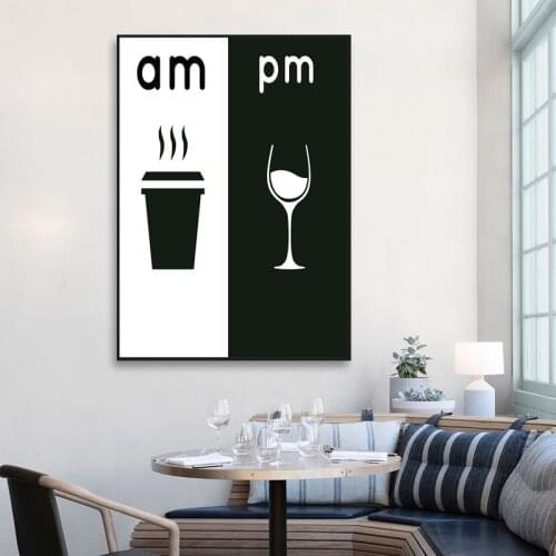 Nordic Style Wall Art Home Decor Modern Picture Am Coffee PM Wine Sign Print Kitchen Restaurant Poster Canvas Painting