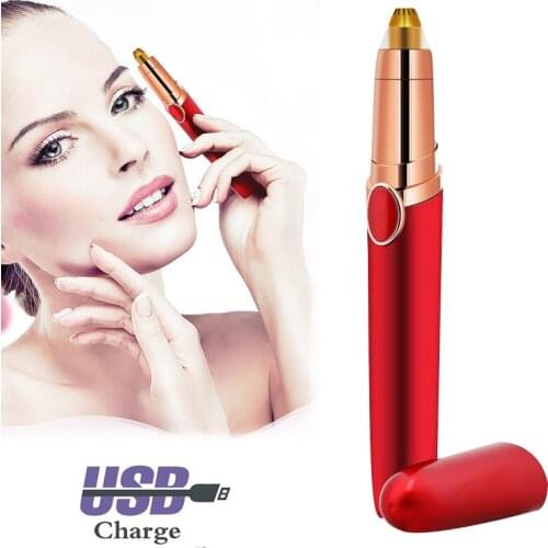 Portable Professional Electric Eyebrow Trimmer Lipstick Epilator Brows Hair Remover Instant Painless Eyebrow Razor USB Recharge