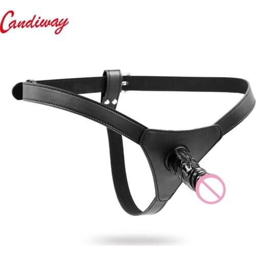 Candiway Adjustable Belt Leather Pant With Handheld Penis Stimulating G-Spot Vaginal Orgasm Massage Sex Toys For Lesbian Relax