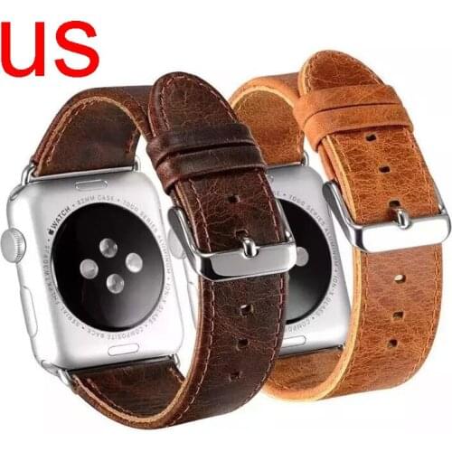 For Apple Watch Band Vintage Genuine Leather Strap Watchband for iWatch Series 1/2/3 Wristband Retro Brown Coffee Bracelet