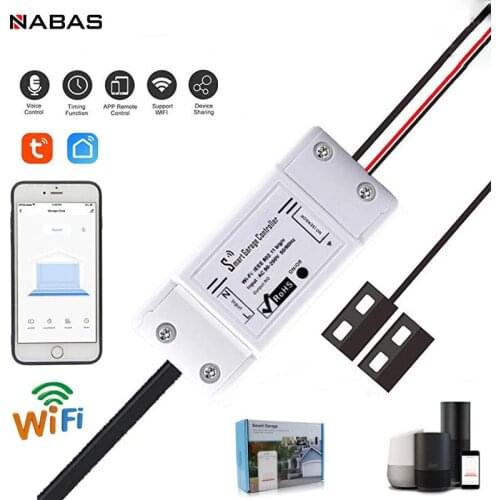 NABAS Tuya Smart WiFi Garage Door Controller Smart Home Application Reminder No Hub Switch Smart Garage Door Opener Controller