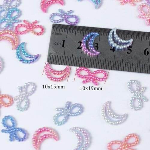 Mix Color Resin Gradient Colors Unicorn Pearl Gradient Colors Bowknot And Moon 100pcs Apply to Nail Art Decorations DIY Garm