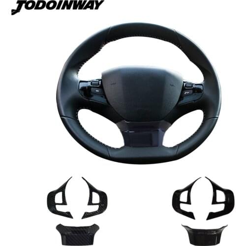 ABS 3d carbon fiber sticker wrap cover trim for Peugeot 308 308SW 308GT 4008 steering wheel frame accessories