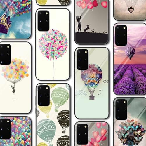 Hot Balloon Glass Case for Samsung Galaxy S21 A51 S20 A50 A21S A12 A71 A70 S10 S9 S8 S10e A30 A20 Note 20 10 9 8 Ultra Lite Plus