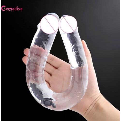 U Type Jelly Dildo Realistic Big Dildo G Spot Vagina Massager Double Anal Dildo Ended Dong Penis Sex Toys for Women no Vibrator