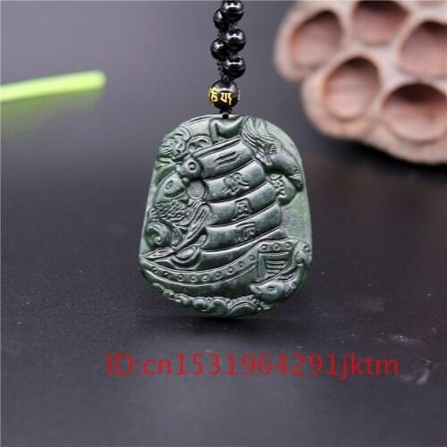 Green Amulet Natural Pendant Black Accessories Carved Jade for Obsidian Sailboat Jewelry Chinese Necklace Charm Gifts Men