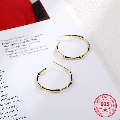 Factory Price 100% 925 Silver Fashion Minimalism Delicate Gold Plated Twist Stud Earrings Fine Jewelry for Female
