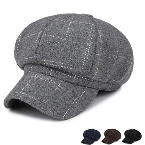 Winter Fashion Accessories Baker Boy Hat Warm Street Wear Newsboy Cap Vintage Plaid Winter Hat Unisex All-match Baker Boy Hat