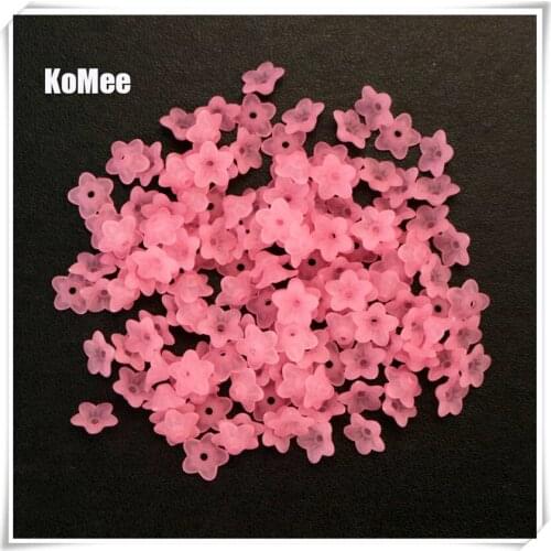 Free Shipping 1000PCS Pink Lily Flower Frosted Acrylic Beads 10x4mm For Jewelry Making Wholesale