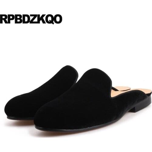 11 Flats 47 Custom European Mules Brand Slides Blue Black Sandals Big Size Elegant Fashion Luxury Velvet Casual Shoes Men Runway