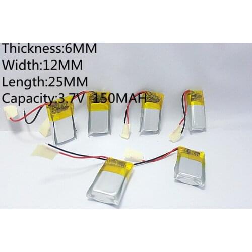 3.7V,150mAH,601225 PLIB; polymer lithium ion / Li-ion battery for GPS,mp3,mp4,mp5,dvd,,model toy mobile