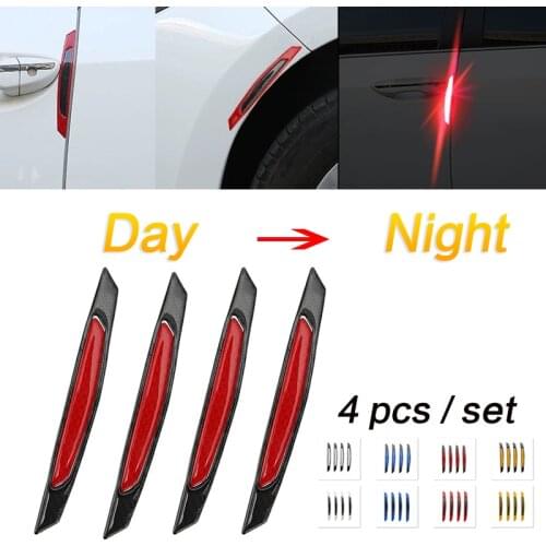 4PCS/set Car Accessories Car Stickers Reflective Warning Sticker Wheel Eyebrows Door Opening Stickers Wheel Reflective Strip