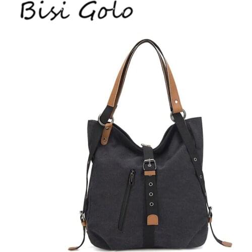 BISI GORO 2020 Fashion Travel Bags Black Canvas Large Capacity Women Shoulder Bag Messenger Bag Multifunctional Female Bag New