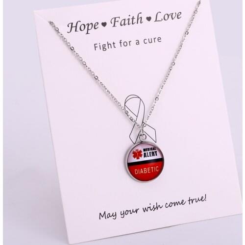 Diabetes Diabetic Type 1 Medical Alert Chain Necklaces Women Men Unisex Girls Jewelry Drop Shipping