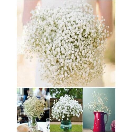 Elegant White Gypsophila Babys Breath Artificial Fake Silk Flowers Bridal Bridesmaid Holding Flowers Bouquet Plant for Home Dec