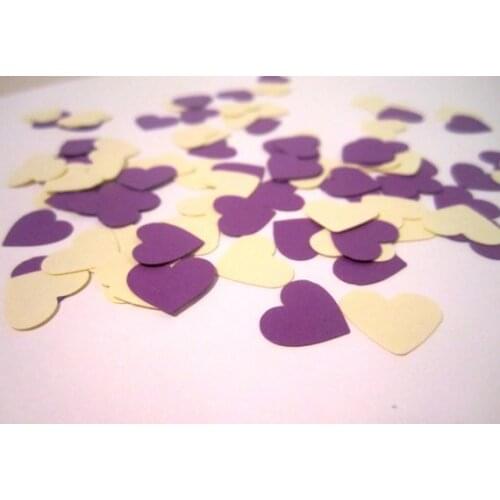 Purple and Cream Confetti | Heart Decor | Heart Party | Heart Confetti | Purple and Cream favors