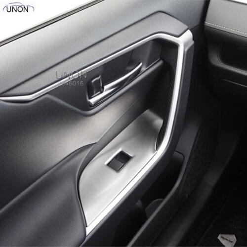 Fit Left Hand Drive Car Accessories Window Switch Control Cover Trim Stainless Steel Style 4PCS For Toyota RAV4 XA50 2019 2020