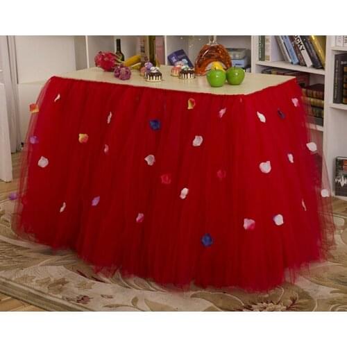 Hotsale quality wedding table skirting Creative Christmas birthday party table skirts cute bow table skirt