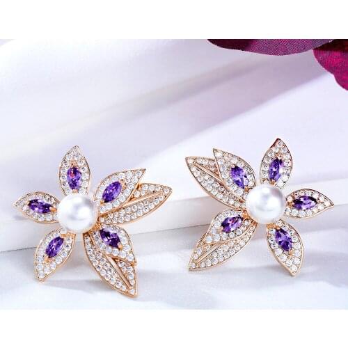 Jimbora Be Original Luxury Lucky Flowers Pendant Earrings Jewelry For Women Bridal Wedding Party Show Girl Daily Accessoriess