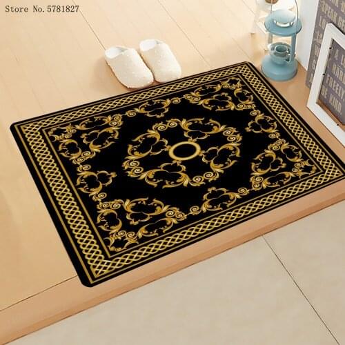 European Pattern Small Doormat Golden Flower Chain Doormat Kitchen Doorway Carpet For Bedroom Floor Rug For Living Room Mat