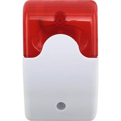 Mini Wired Strobe Siren Durable 12V 110DB Sound Alarm Strobe Flashing Red Light Sound Siren Home Security Alarm System XM-S88