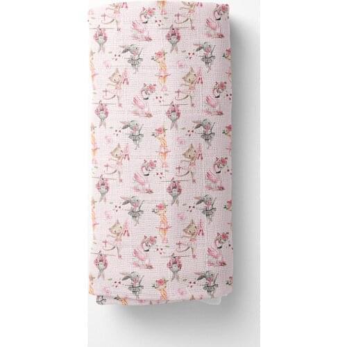 Realhomes Unisex Pink Animal Patterned Digital Printed Custom Design Newborn Baby Müslin Swaddle Blankets 75x75 Cm