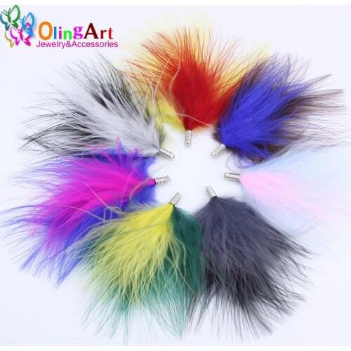 OlingArt Natural Turkey feathers 10pcs/lot 80MM Two colors women necklace Earrings tassels DIY Jewelry Making Delicate Pendants