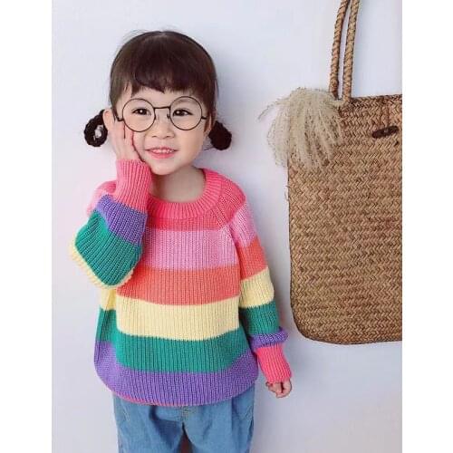 Baby Boys Girls Stripe Knitted Tops Sweater Outfits Christmas Baby Boys Winter Thick Knitted Clothes Girls Sweaters