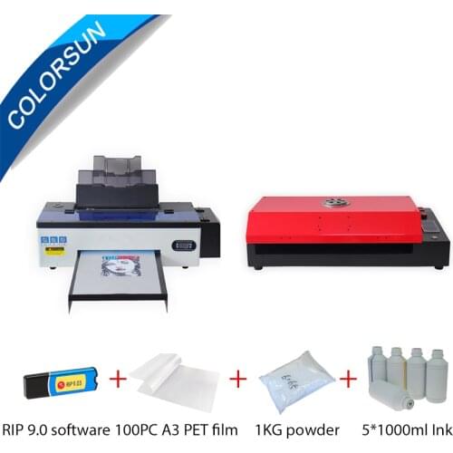 Colorsun DTF Printer A3 Heat Transfer DTF PET Film Printer For T shirt Hoodies Direct Transfer Film printer with PET film oven