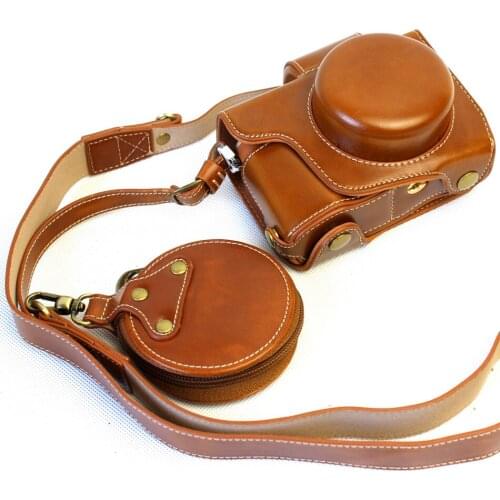 Deluxe Edition PU Leather Camera Bag Case Cover For Olympus EPL8 E-PL8 14-42mm 40-150mm Lens With Strap Open Battery Design