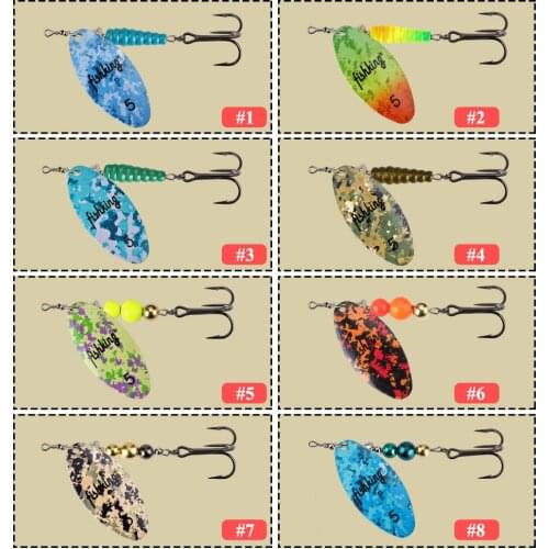 FISH KING 1Pcs Fishing Hook Spoon Lures Pike Metal With Treble Hooks In Fold Clevis Brass Material 360° Rotating