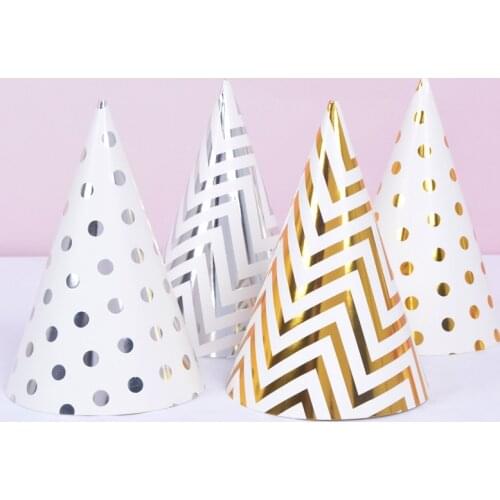 Happy Birthday Party Hats Cake Topper Decorations Polka Dot Baby Girls Birthday Party Hats Pink Black Princess Birthday Supplies