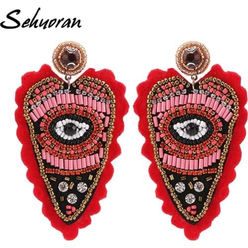 Sehuoran Drop Earrings Jewelry Earrings Crystal Drop Earrings Handmade Geometric Pendant Statement Earrings Oorbellen Jewelry