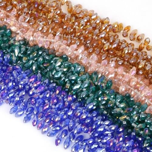 6x12mm Austrian Faceted Teardrop Crystal Beads Loose Spacer Glass Beads For DIY Bracelet Jewelry Making Approx 50pcs
