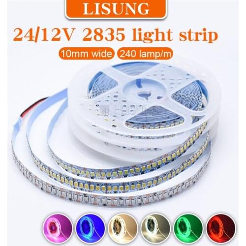 5m/rolls DC12V 24V LED Strip 2835 240LEDs/m High Bright Flexible LED Rope Ribbon Tape Light Lamp Warm White Blue 10000K