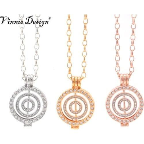 Vinnie Design Jewelry My Coin Pendant Necklace with 25mm Crystal Coin Holder, 45cm Alloy Link Chain