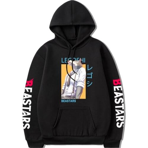 Anime Hoodies Women Aesthetic Beastars Legosi Printed Kawaii Clothing Oversized Sweatshirts Tops Pullovers Casual Streetwear