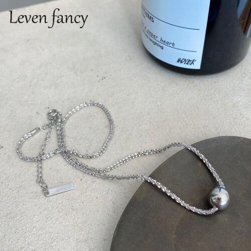 925 Sterling Silver Round Ball Lady Necklace Fine Trendy Jewelry Ball Beads Charm Choker Girls Party Jewelry Gift New Design