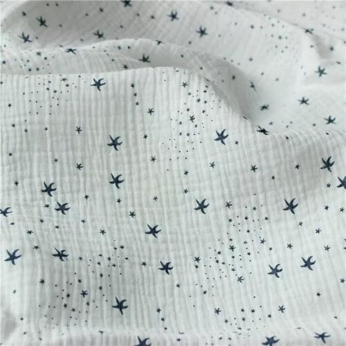 100% Cotton Pattern Double Gauze Soft Fabric 140 cm 55'' width 125 gsm baby blanket sewing fabric 10 m small wholesale CD05A