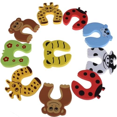10pcs/lot Baby Safety Door Stopper Baby Kids Finger Protecting Guard Children Safe Door Stop Holder Kid Animal Cartoon Door Card