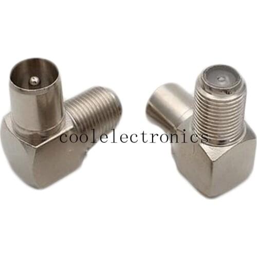10pcs Right Angle F female Jack to IEC PAL DVB-T TV Male RF Coaxia Cable Adapter Connector
