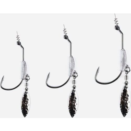 3pcs/set Offset Fishing Hooks with Metal Spoon Sequins Add Lead Weight 4.5g-7.2g Wide Crank Fishhooks for Soft Lure Baits Pesca