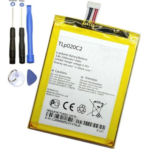 2000mAh TLP020C2 battery For Alcatel One Touch Idol X 6040 6040A 6040D mobile phone with repair tools