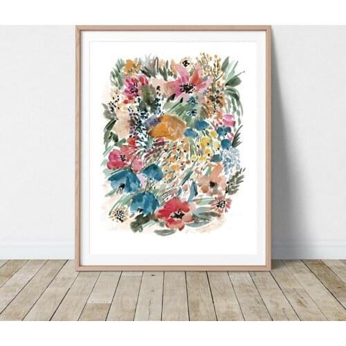 High Definition Watercolor Flowers Botanical Poster Print Colorful Floral Wall Art Canvas Painting Picture For Living Room Home